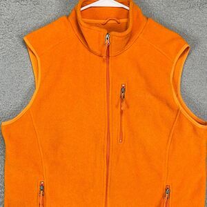 L.L. Bean Fleece Full‎ Zip Vest Adult Large Yellow Sleeveless Pockets Logo Mens